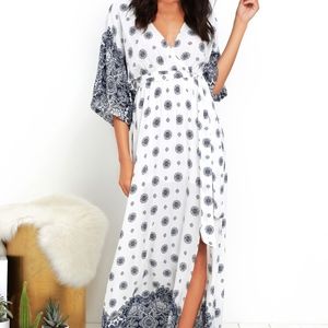 Lulus- Blue and Ivory printed maxi